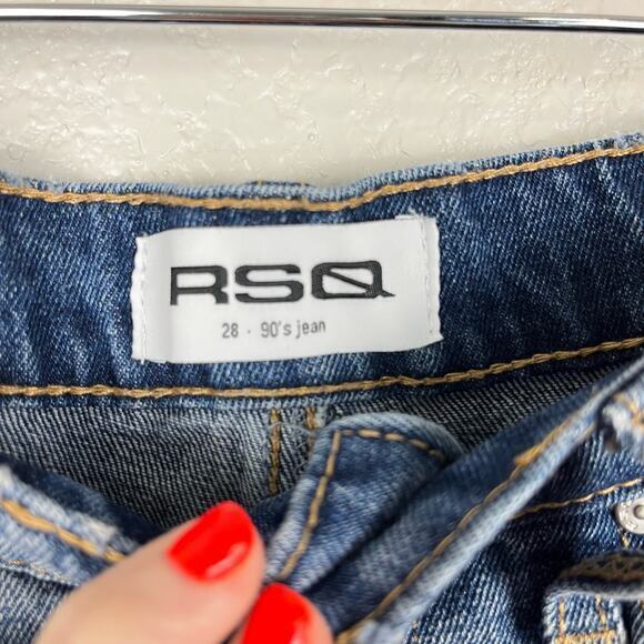 RSQ Jeans Womens 28 Distressed 90s High Waist Blue Denim Baggy Grunge Y2K Skater - Picture 4 of 8